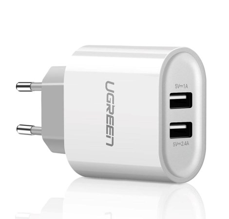 UGREEN zidni punjač 17W, 2×USB-A, bijeli