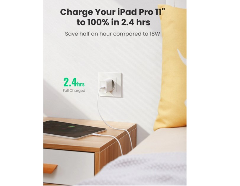 UGREEN zidni punjač 30W, USB-C, PD3.0/QC4.0+, bijeli