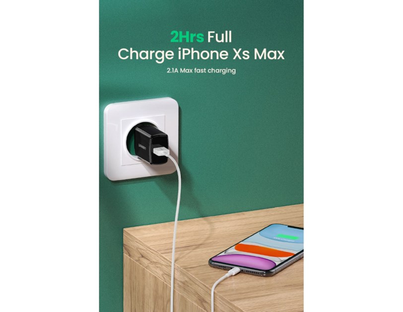 UGREEN zidni punjač 10.5W, 5V/2.1A, USB-A, crni