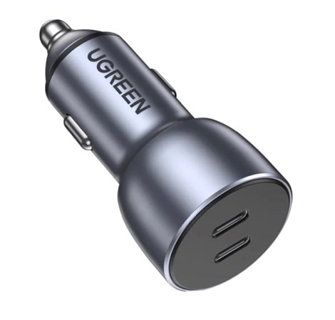 UGREEN CD213 auto punjač 50W, 2×USB-C, PD3.0/QC3.0, sivi