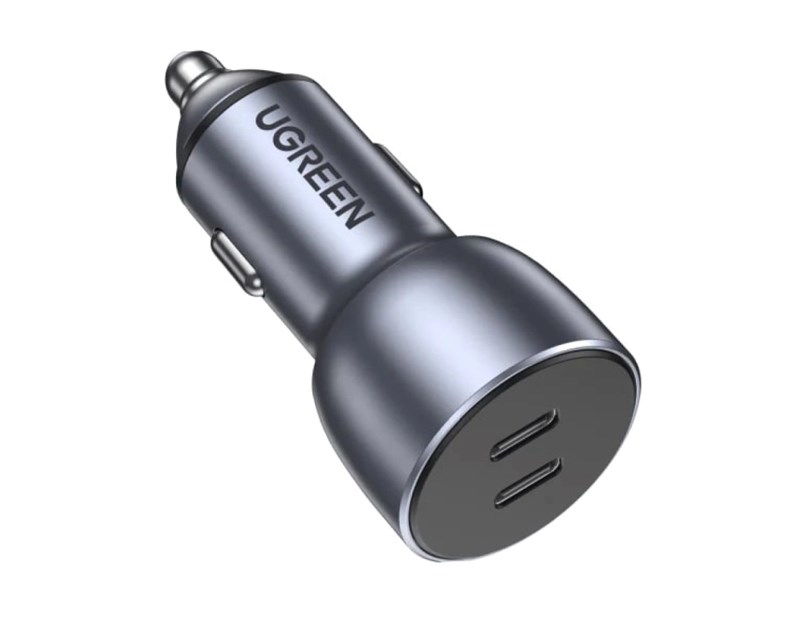 UGREEN CD213 auto punjač 50W, 2×USB-C, PD3.0/QC3.0, sivi