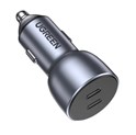 UGREEN CD213 auto punjač 50W, 2×USB-C, PD3.0/QC3.0, sivi