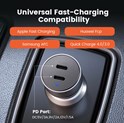 UGREEN CD213 auto punjač 50W, 2×USB-C, PD3.0/QC3.0, sivi