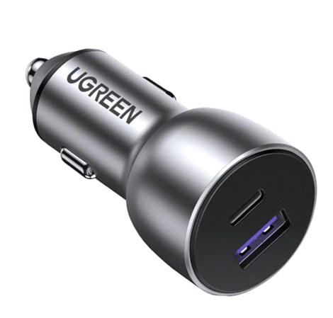 UGREEN auto punjač 52.5W, USB-C+USB-A, PD3.0/QC3.0, sivi