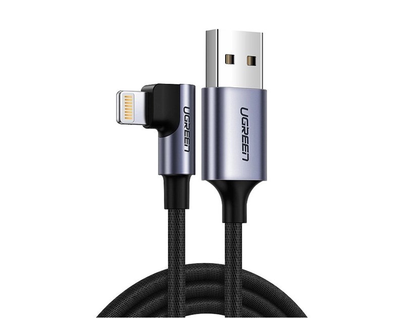 UGREEN Lightning na USB-A (M), kutni 90°, pleteni kabel MFi, 1m