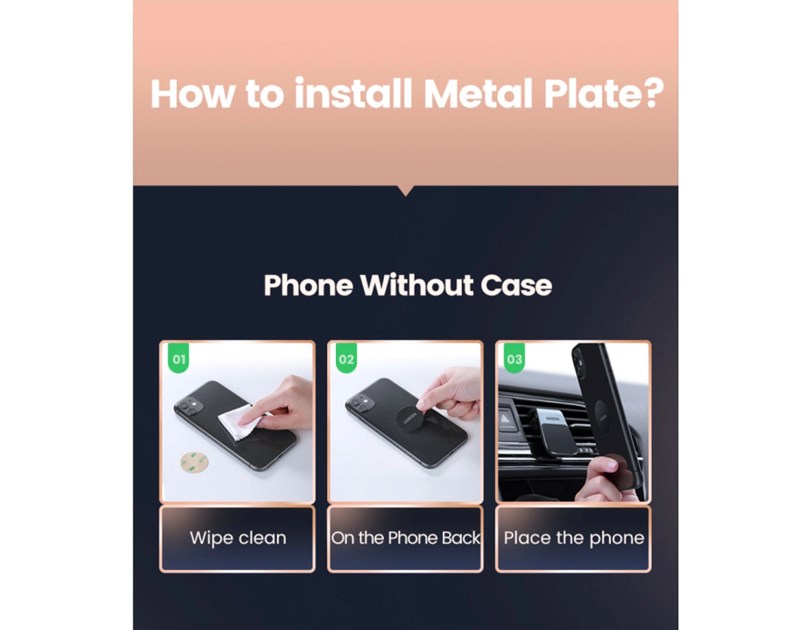 UGREEN magnetni držač za smartphone, za auto, crni