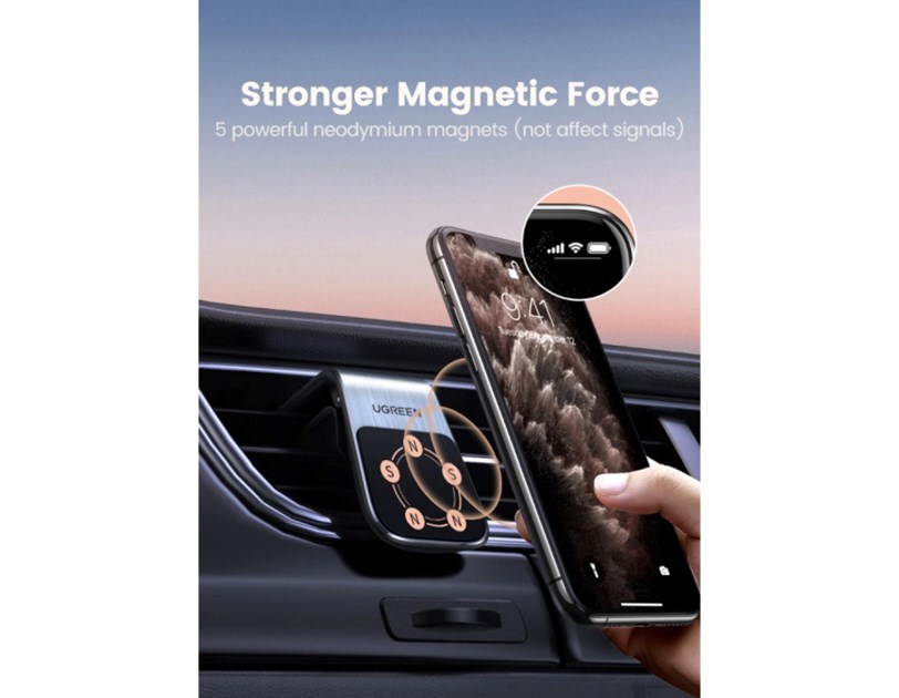 UGREEN magnetni držač za smartphone, za auto, crni