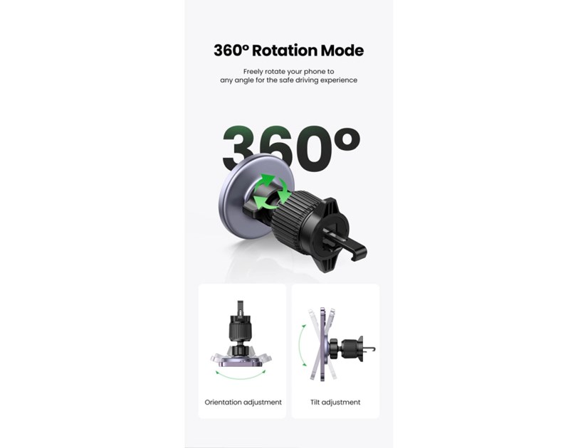 UGREEN držač za smartphone, za ventilacijski otvor, magnetni, za auto, crni
