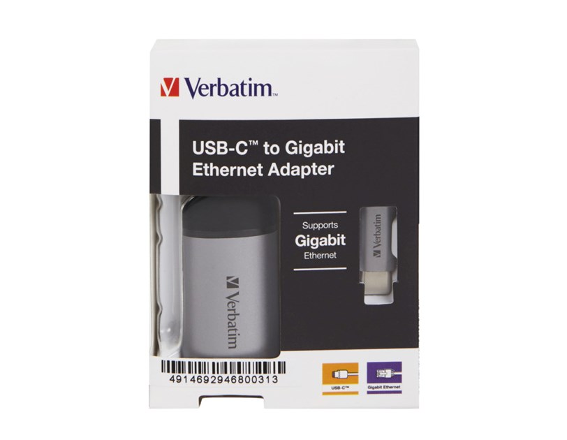 Verbatim USB-C na RJ45 gigabitni ethernet mrežni adapter, aluminijsko kućište