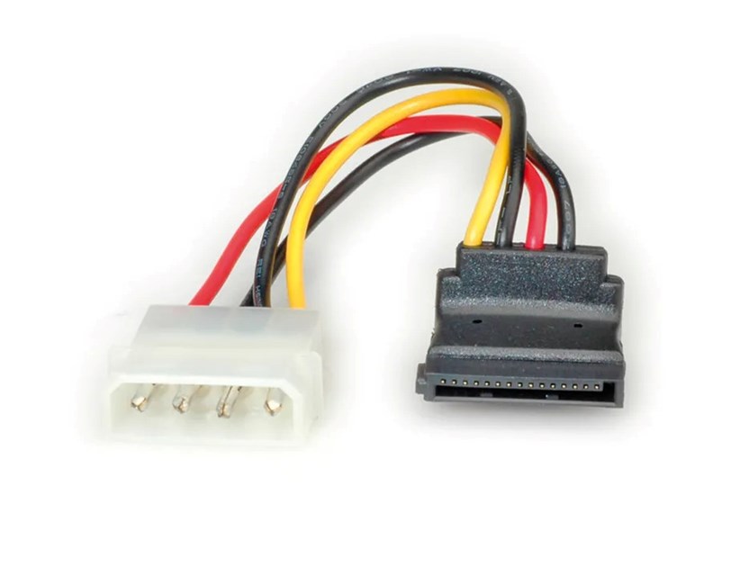 Roline naponski kabel, 4-pin HDD - SATA (90°), 0.1m