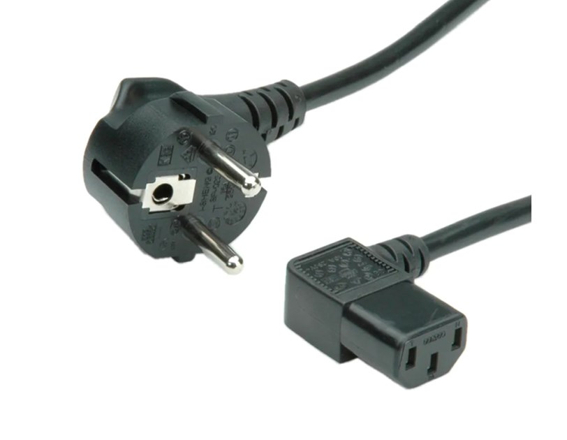 Roline naponski kabel, kutni IEC320 C13, 1.8m, crni