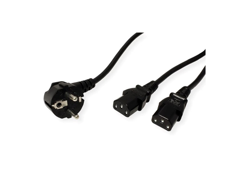 Roline VALUE Y-naponski kabel 2×IEC320 C13, 2.0m, crni