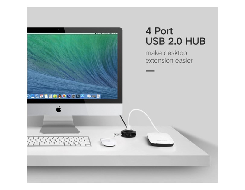 UGREEN 4-portni USB-A HUB 4xUSB-A 2.0, 1m, crni