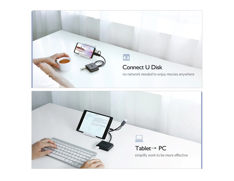 UGREEN 4-portni USB-A HUB 4xUSB-A 3.0, 1m, bijeli