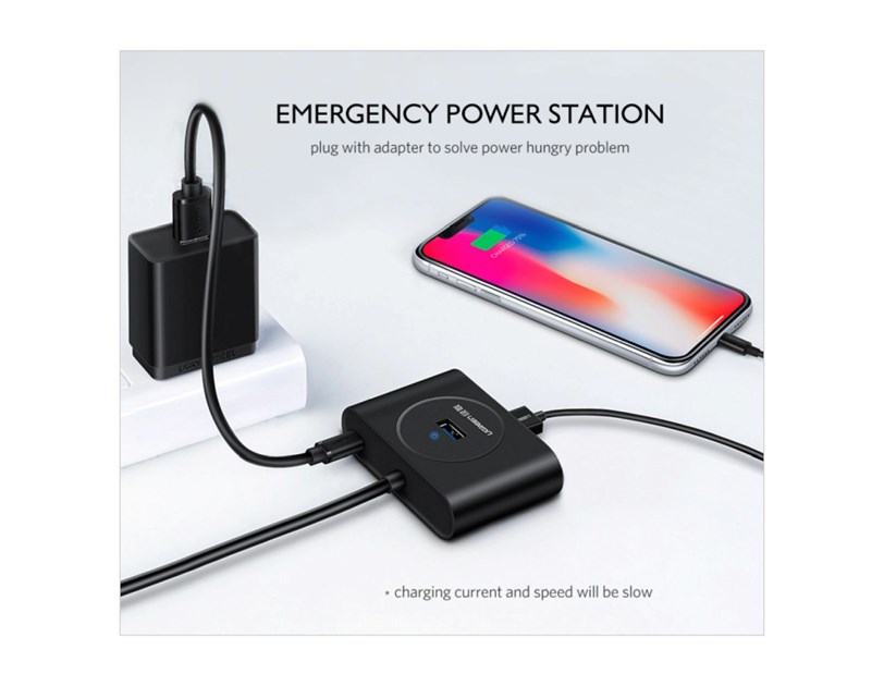 UGREEN 4-portni USB-A HUB 4xUSB-A 3.0, 1m, bijeli