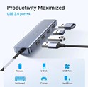 UGREEN 4-portni USB-C HUB 4xUSB-A 3.0 + USB-C power port, sivi