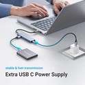 UGREEN 4-portni USB-C HUB 4xUSB-A 3.0 + USB-C power port, sivi