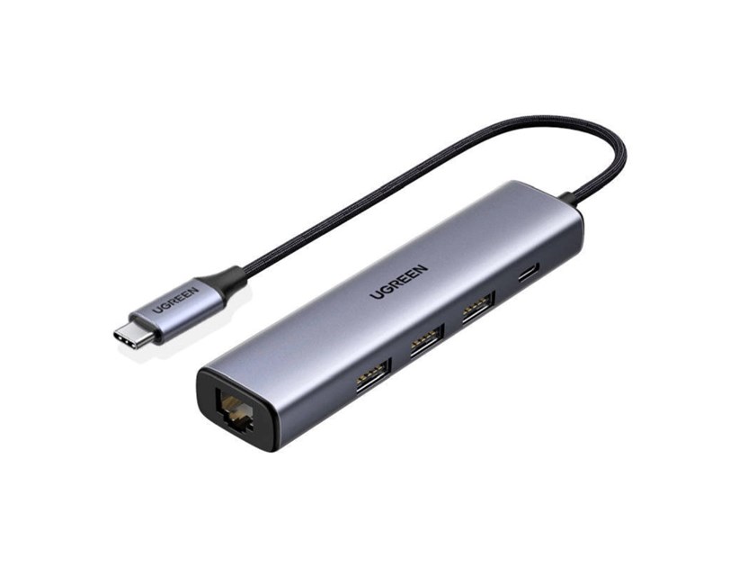 UGREEN 5-portni USB-C HUB 3xUSB PD, 1xRJ45, sivi