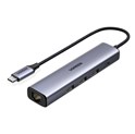 UGREEN 5-portni USB-C HUB 3xUSB PD, 1xRJ45, sivi