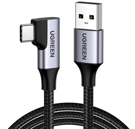 UGREEN USB-C (M) na USB-A (M), kutni 90°, 18W, 3A, pleteni kabel MFi, 1m