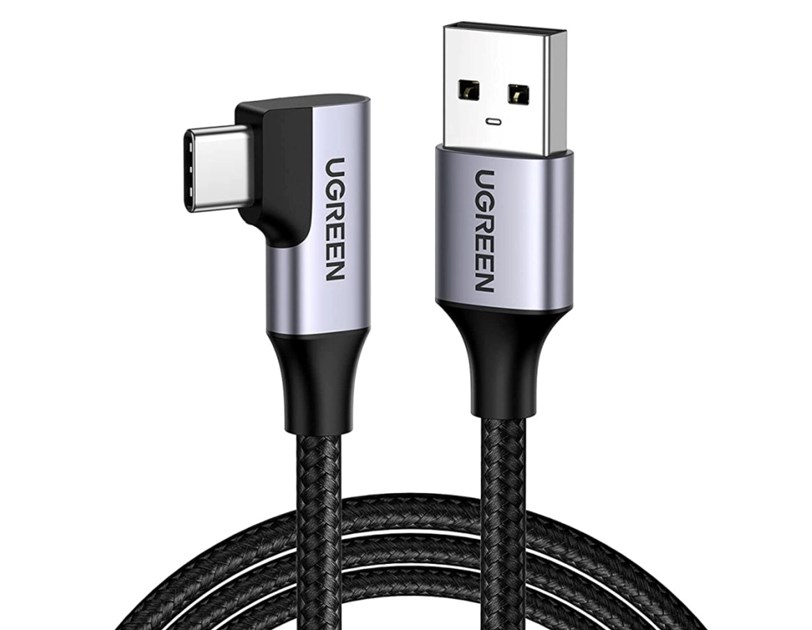 UGREEN USB-C (M) na USB-A (M), kutni 90°, 18W, 3A, pleteni kabel MFi, 1m