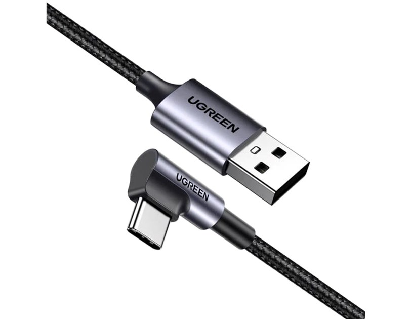 UGREEN USB-C (M) na USB-A (M), kutni 90°, 18W, 3A, pleteni kabel MFi, 1m