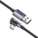 UGREEN USB-C (M) na USB-A (M), kutni 90°, 18W, 3A, pleteni kabel MFi, 1m