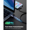 UGREEN USB-C (M) na USB-A (M), kutni 90°, 18W, 3A, pleteni kabel MFi, 1m