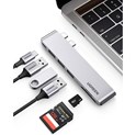 UGREEN 6-portni Dual USB-C HUB 3xUSB-A 3.0, 1xTF, 1xSD, 1xUSB-C, za MacBook Pro/Air, sivi