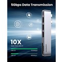 UGREEN 6-portni Dual USB-C HUB 3xUSB-A 3.0, 1xTF, 1xSD, 1xUSB-C, za MacBook Pro/Air, sivi