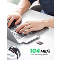 UGREEN 6-portni Dual USB-C HUB 3xUSB-A 3.0, 1xTF, 1xSD, 1xUSB-C, za MacBook Pro/Air, sivi
