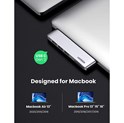 UGREEN 6-portni Dual USB-C HUB 3xUSB-A 3.0, 1xTF, 1xSD, 1xUSB-C, za MacBook Pro/Air, sivi