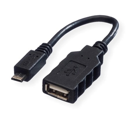 Roline USB2.0 OTG kabel TIP A(F) na Micro B(M), 0.15m, crni