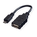Roline USB2.0 OTG kabel TIP A(F) na Micro B(M), 0.15m, crni