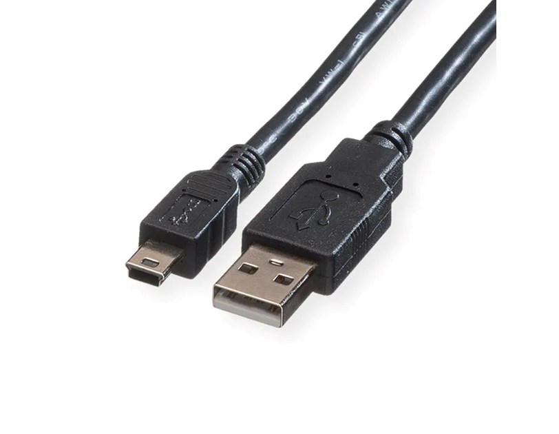 Roline USB2.0 kabel TIP A(M) na Mini 5-pin(M), 1.8m, crni