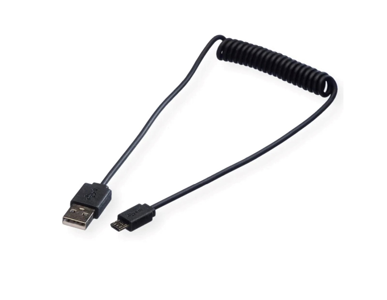 Roline USB2.0 kabel TIP A(M) na Micro B(M), spiralni, 1.0m, crni