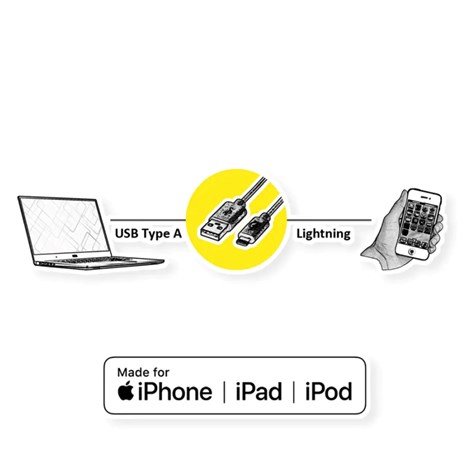 Roline VALUE Lightning na USB kabel za iPhone/iPad/iPod, 1.8m, crni