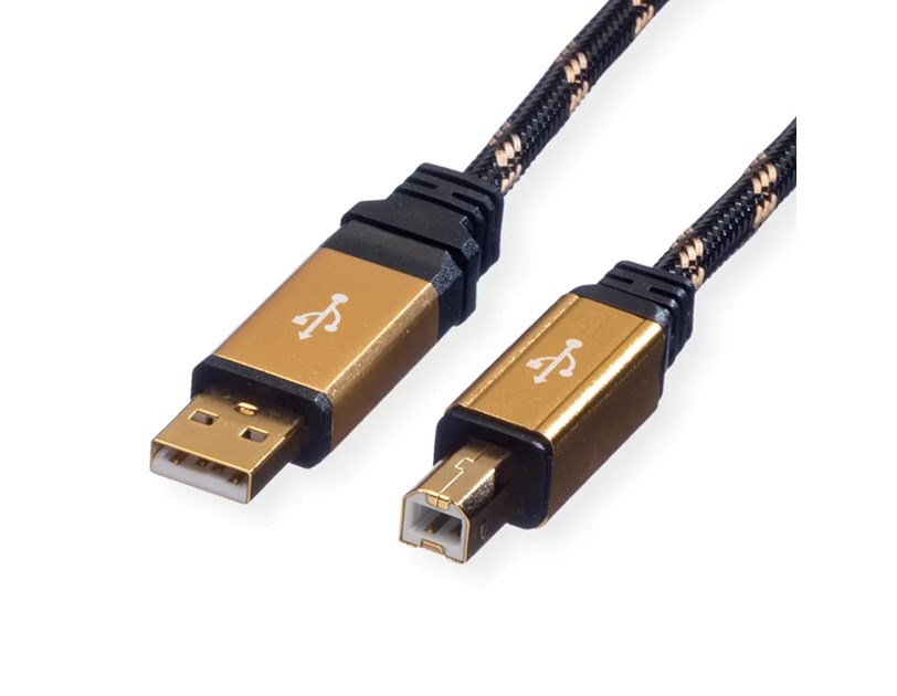 Roline GOLD USB2.0 kabel TIP A/B M/M, 3.0m, crno/zlatni