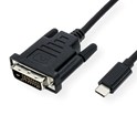 Roline VALUE USB-C - DVI kabel, M/M, 1.0m, crni