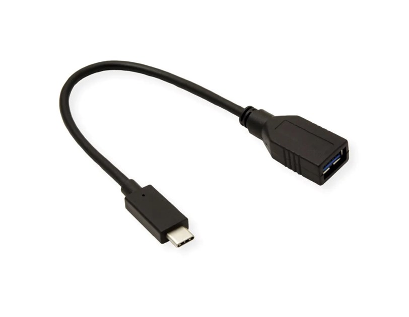 Roline USB3.2 Gen 1 kabel TIP A-C F/M, 0.15m, crni