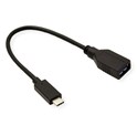Roline USB3.2 Gen 1 kabel TIP A-C F/M, 0.15m, crni