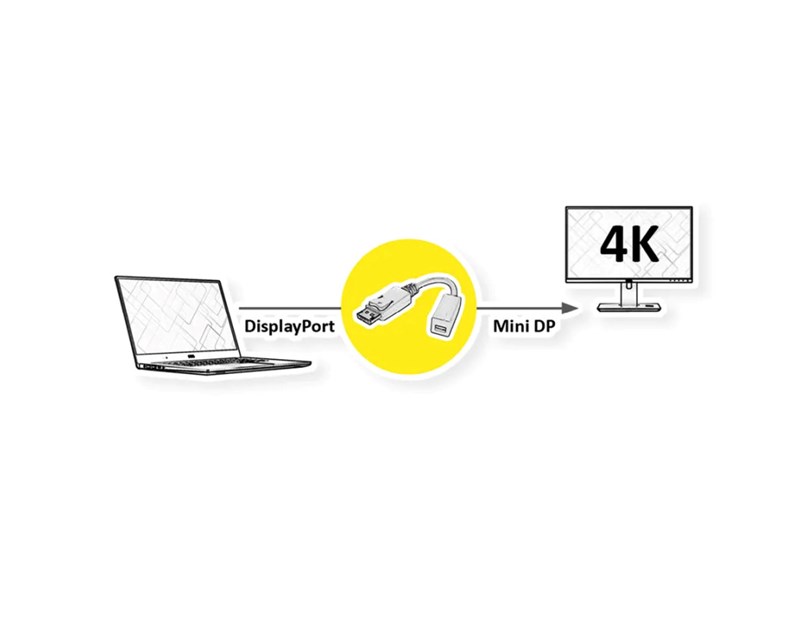 Roline adapter/kabel DisplayPort - Mini DisplayPort, M/F, 0.15m