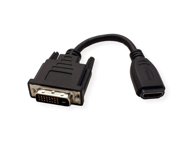 Roline VALUE adapter/kabel DVI-D (24+1) - HDMI, M/F, 0.15m