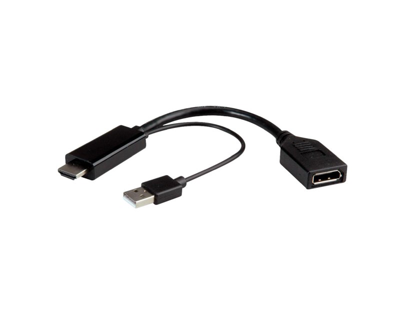 Roline adapter/kabel HDMI - DisplayPort, M/F, v1.2, aktivni, 4K60, 0.15m