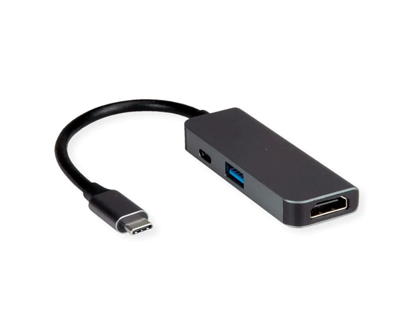 Roline VALUE adapter USB-C - HDMI, M/F, 1x USB 3.2 Gen 1 A, 1x Type C (Power Delivery)