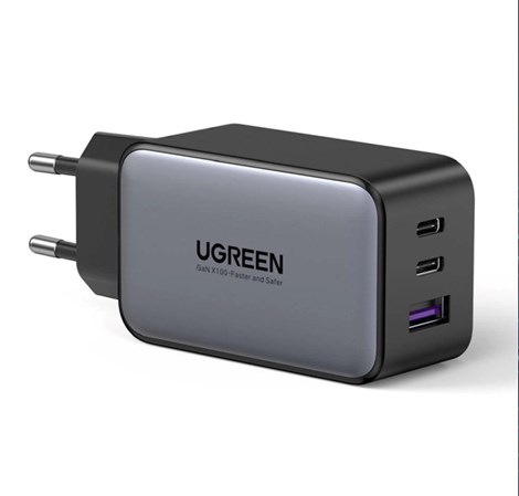 UGREEN GaN II Tech zidni punjač 65W, 1×USB-A/2×USB-C, PD3.0/QC4.0+, crni