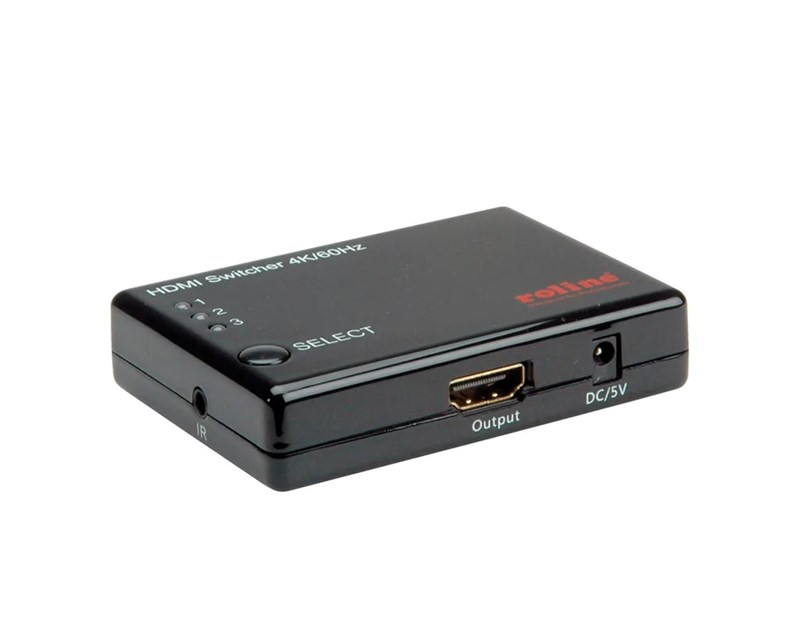 Roline HDMI trosmjerni preklopnik + daljinski upravljač, 4K (3 ulaza/1 izlaz)