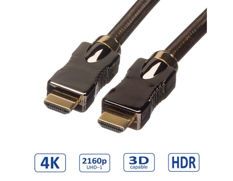 Roline HDMI Ultra HD kabel sa mrežom, M/M, 5.0m