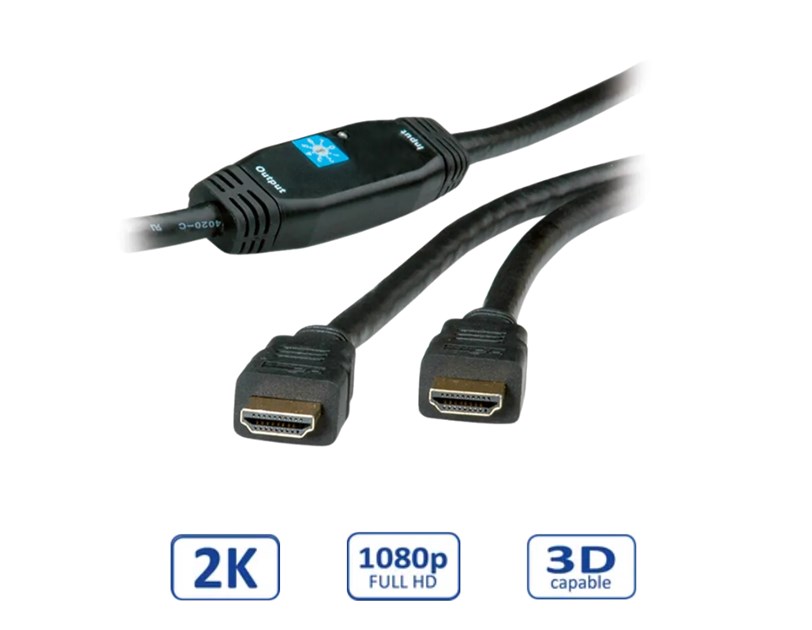 Roline HDMI kabel, HDMI M - HDMI M, 30m, sa pojačanjem