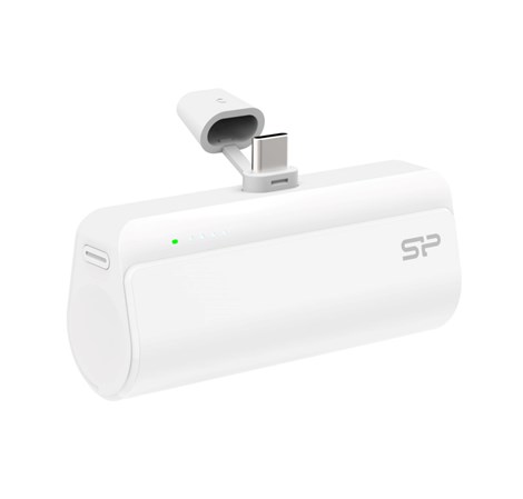 Silicon Power Powerbank QD50, 5000mAh, 20W, integrated Type C connector+Type C port, QC3.0+PD, bijeli